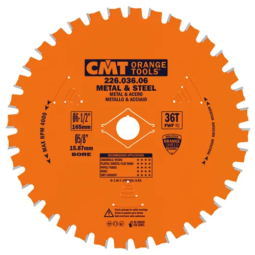 CMT Körfűrészlap fémre - D165x1,5 d15,8 Z36 HW