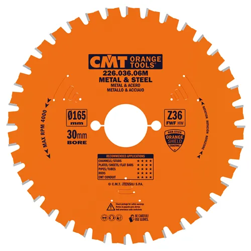 CMT Körfűrészlap fémre - D165x1,6 d30 Z36 HW