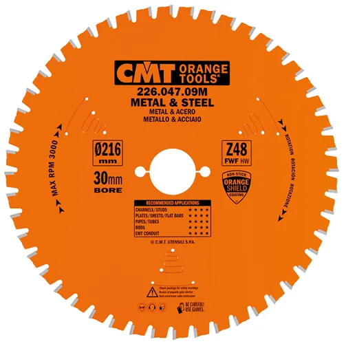 CMT Körfűrészlap fémre - D216x2,2 d30 Z48 HW