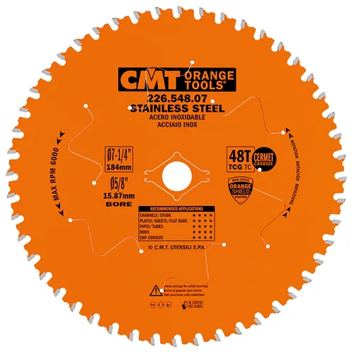 CMT XTreme Körfűrészlap rozsdamentes acélra - D184x2,0 d15,8 Z48 HW