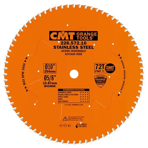CMT XTreme Körfűrészlap rozsdamentes acélra - D254x2,2 d15,8 Z72 HW