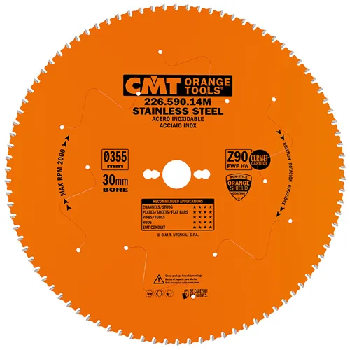 CMT XTreme Körfűrészlap rozsdamentes acélra - D355x2,2 d30 Z90 HW