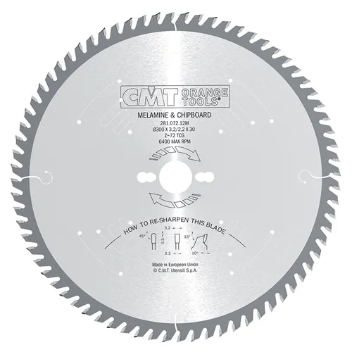 CMT Industrial Körfűrészlap lamino-ra és DTD-re - D160x2,2 d20 Z48 HW