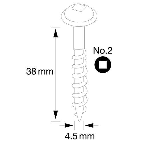 IGM Pocket Hole csavarok - 4,5x38 mm, ritka menet, tányérfejű, 200 db