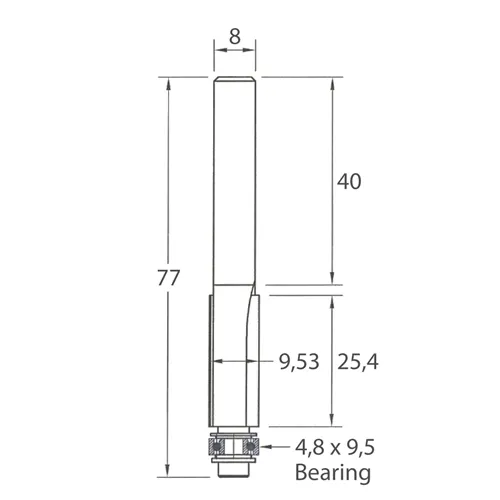 IGM M106 Éllevágó maró - D9,53x25,4 L77 S=8 HW