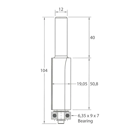 IGM M106 Éllevágó maró - D19,05x50,8 L104 S=12 HW