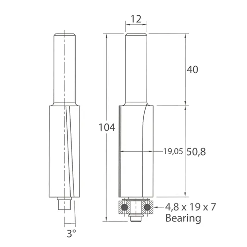 IGM M107 Éllevágó maró ferde fog - D19,05x50,8 L104 S=12 HW