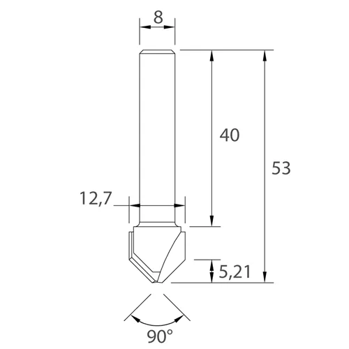 IGM M115 V Horonymaró Alucobond-hoz - 90° D12,7x5,21 L53 S=8 HW