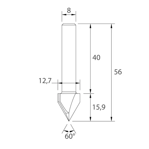 IGM M116 Feliratmaró 60° - D12,7x15,9 L56 S=8 HW