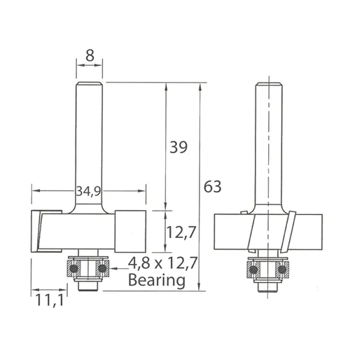 IGM M135 Falcmaró - D34,9x12,7 H11,1 L63 S=8 HW