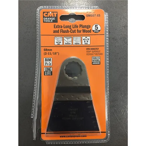 CMT Merülő fűrészlap BIM hosszabbított élettartammal, fára, 68mm, készlet 5db, Fein és Festool gépekhez (Kicsomagolt)