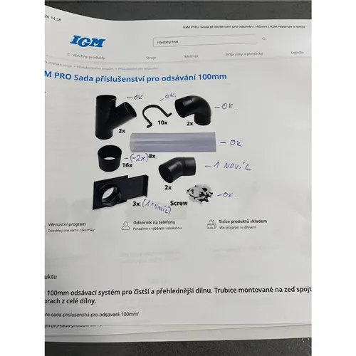 IGM PRO Elszívó tartozék készlet 100mm (Használt)